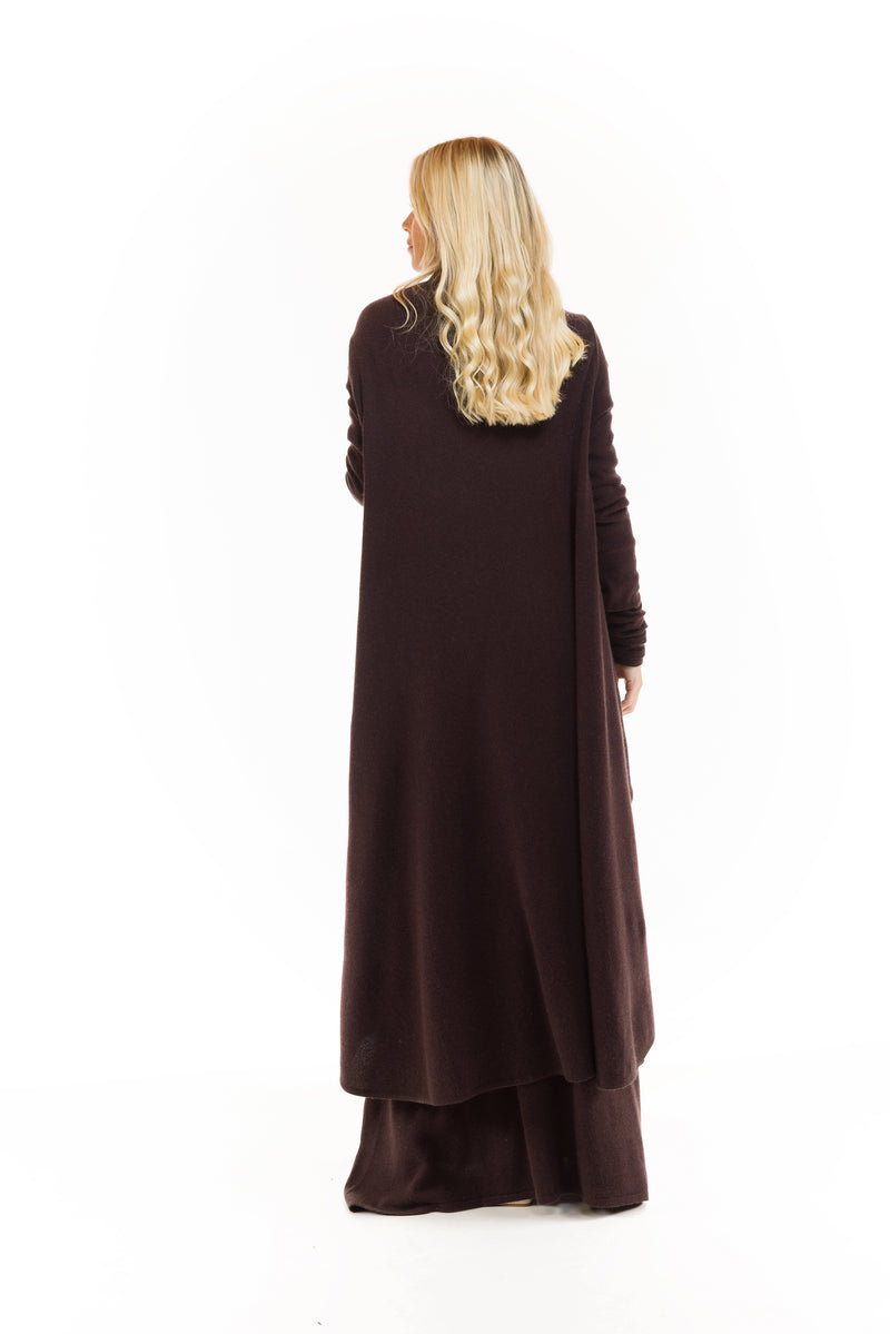 100% CASHMERE WATERFALL JACKET BROWN