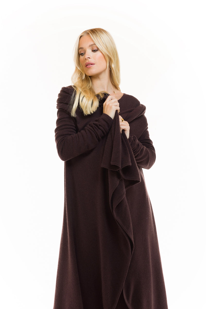 100% CASHMERE WATERFALL JACKET BROWN