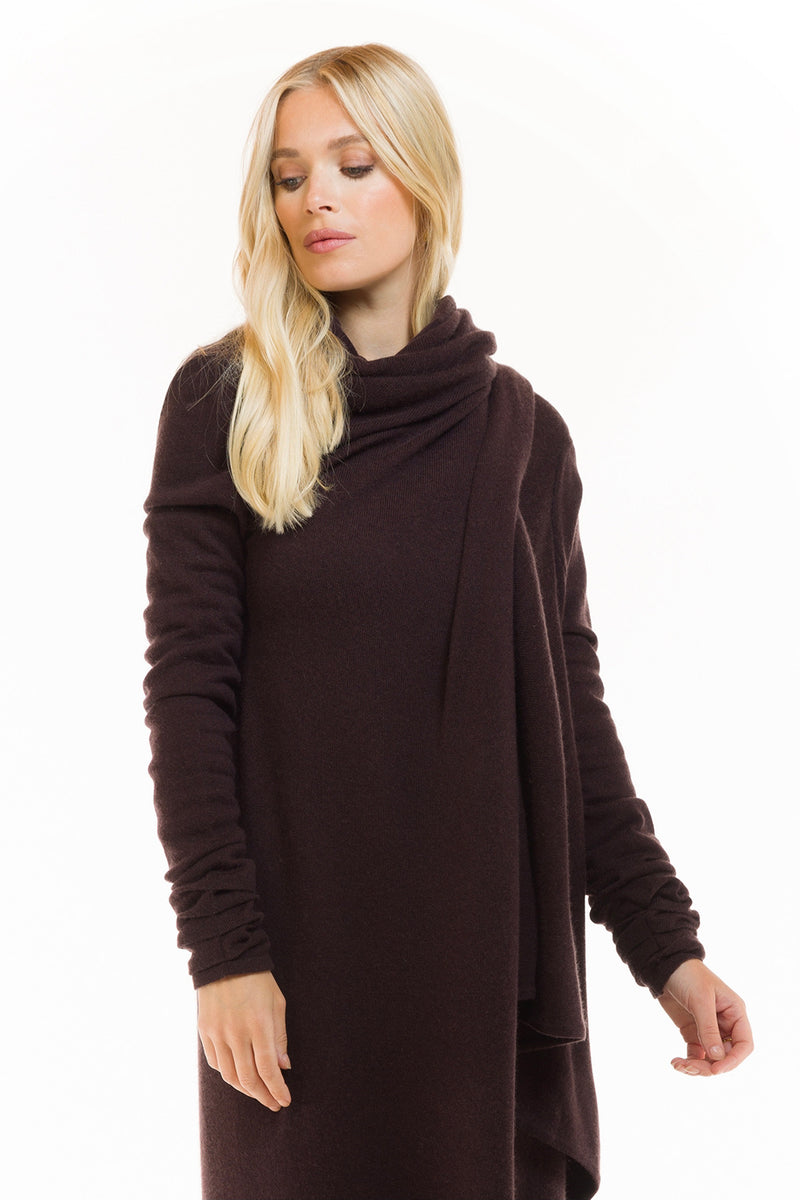 100% CASHMERE WATERFALL JACKET BROWN