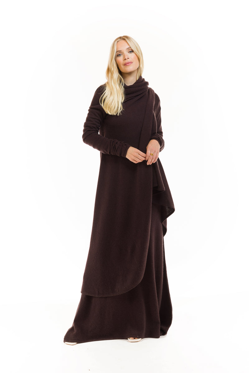 100% CASHMERE WATERFALL JACKET BROWN