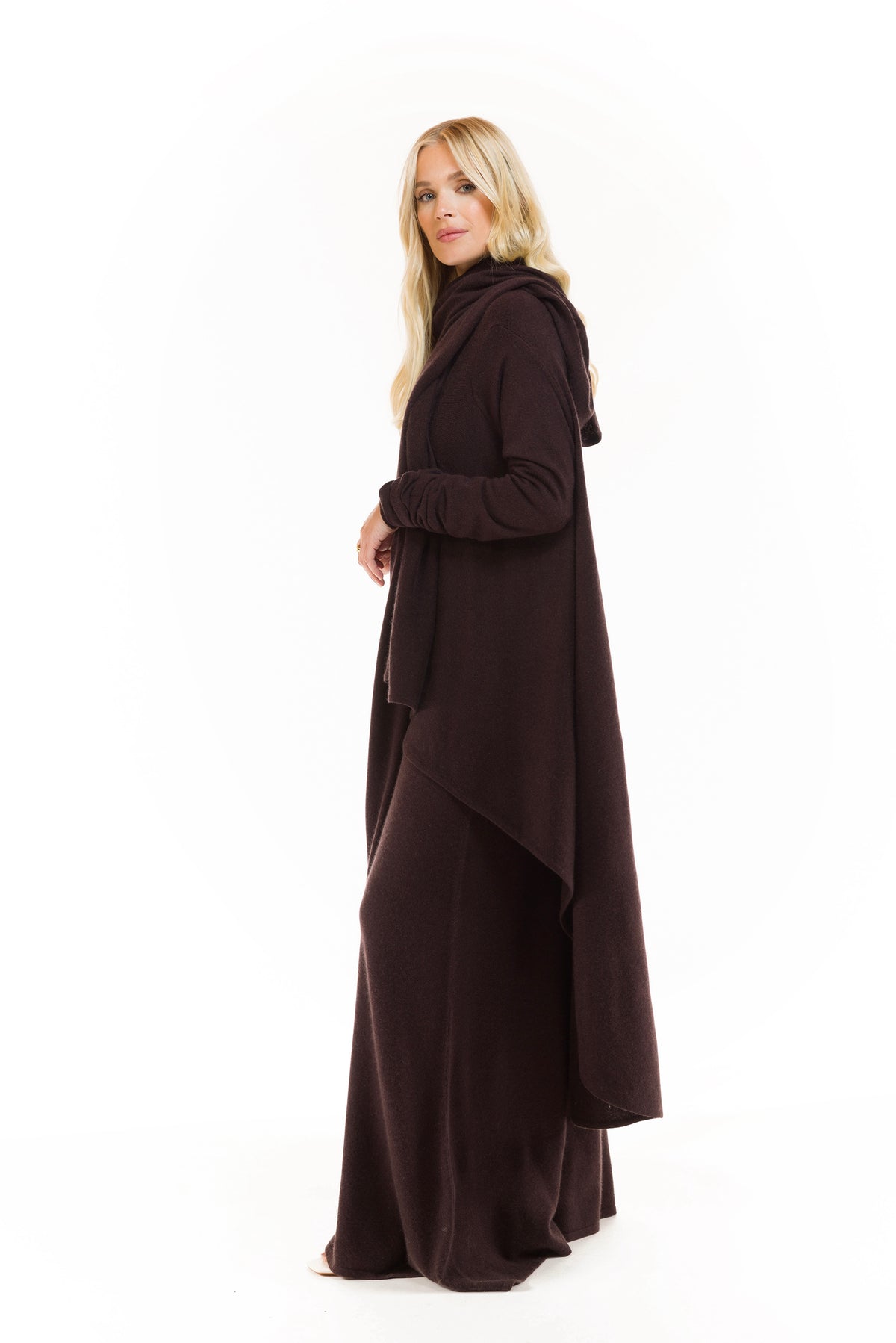 100% CASHMERE WATERFALL JACKET BROWN