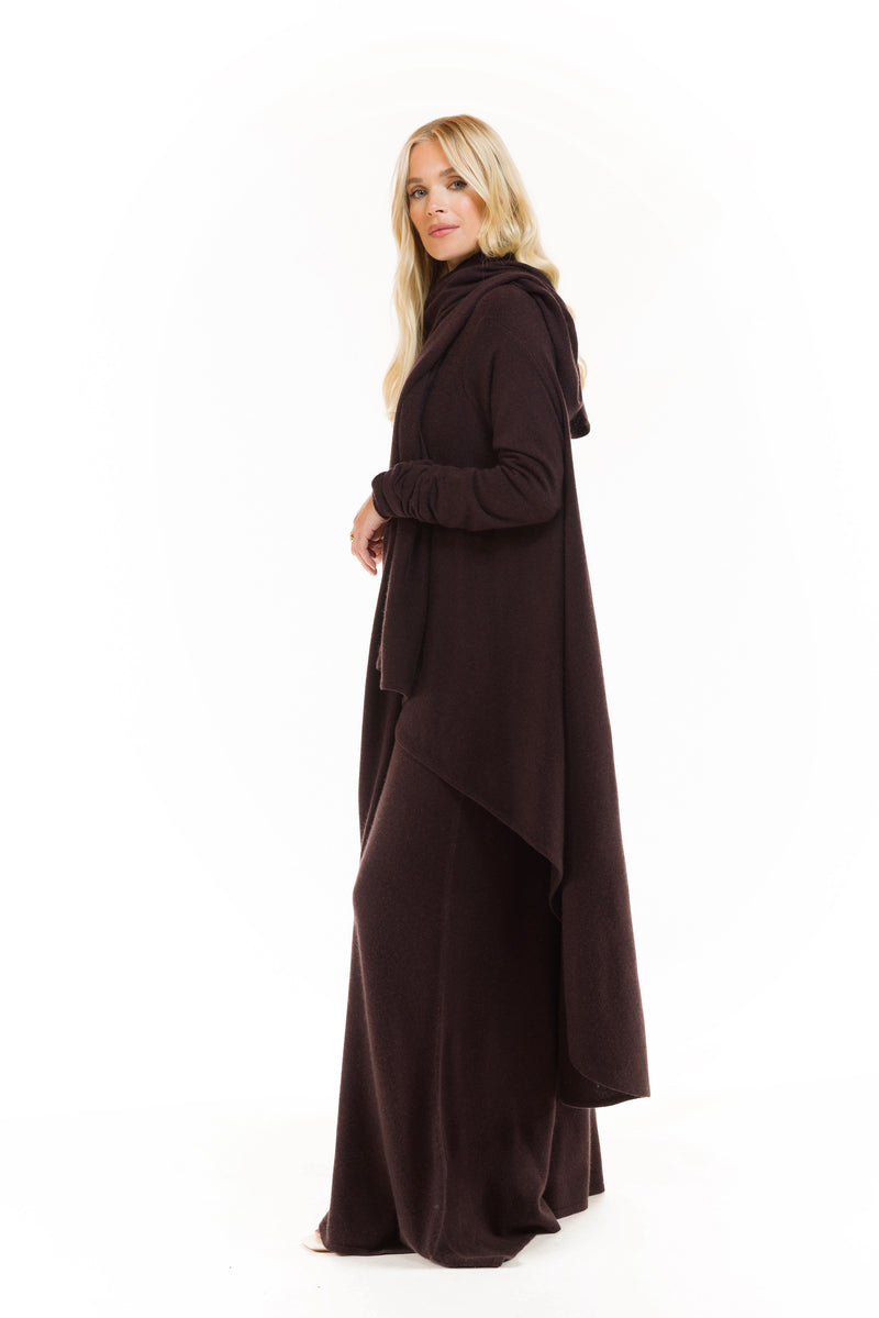 100% CASHMERE WATERFALL JACKET BROWN