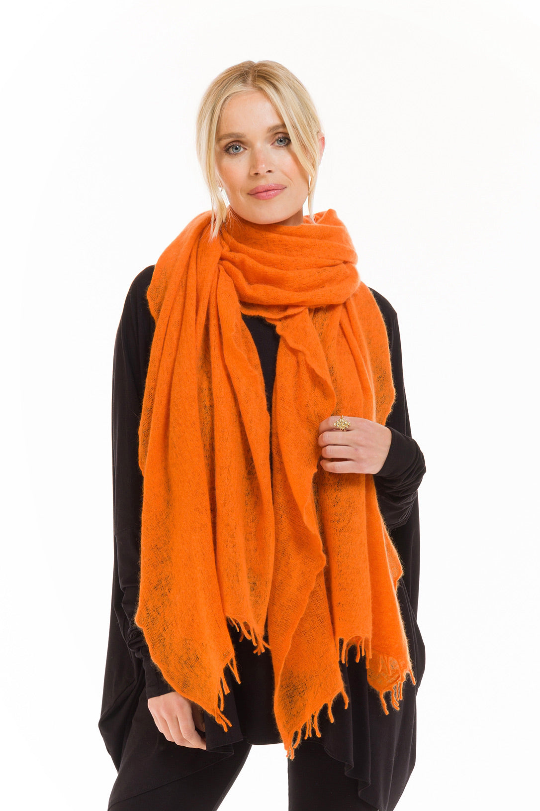 100% CASHMERE FELTED SCARF ORANGE