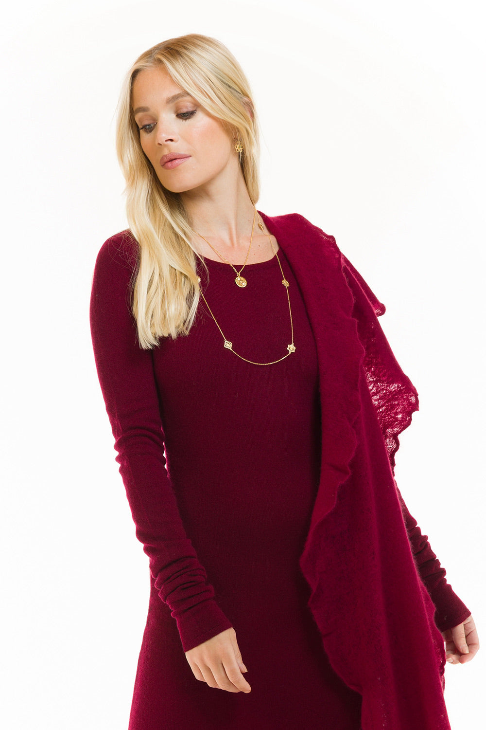 100% CASHMERE FELTED SCARF BURGUNDY