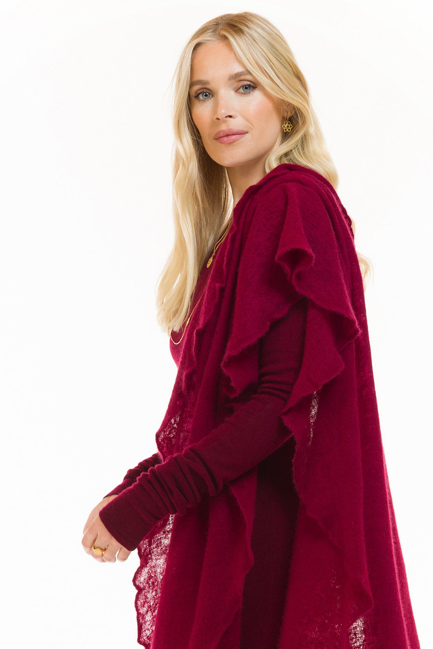 100% CASHMERE FELTED SCARF BURGUNDY