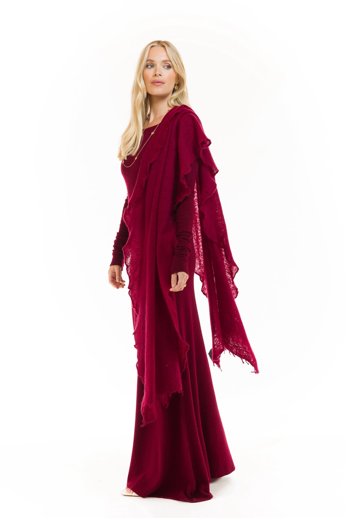 100% CASHMERE FELTED SCARF BURGUNDY