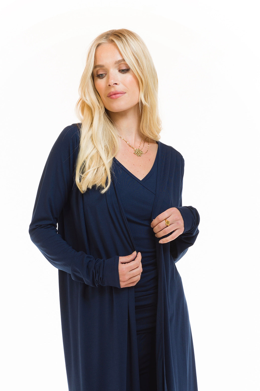 BAMBOO DRAPE SHRUG NAVY