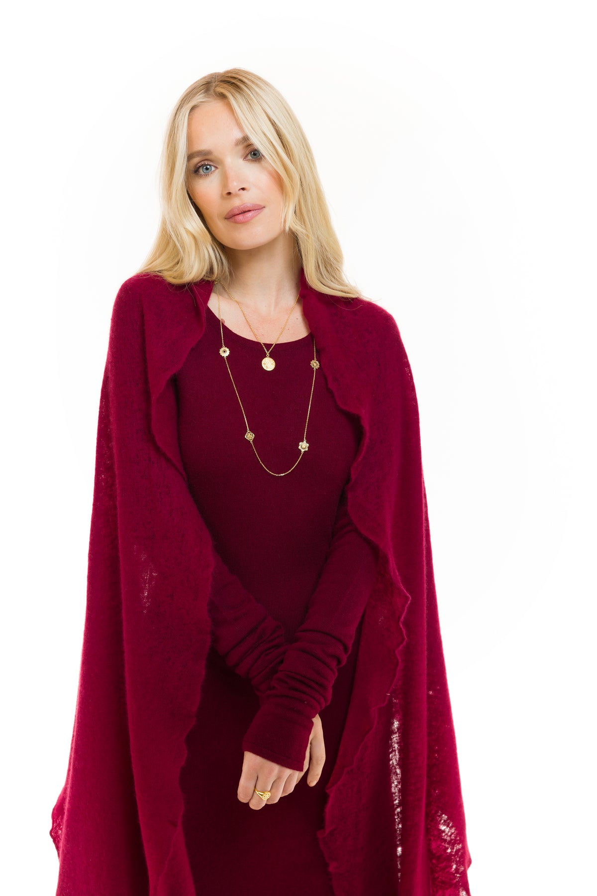 100% CASHMERE FELTED SCARF BURGUNDY