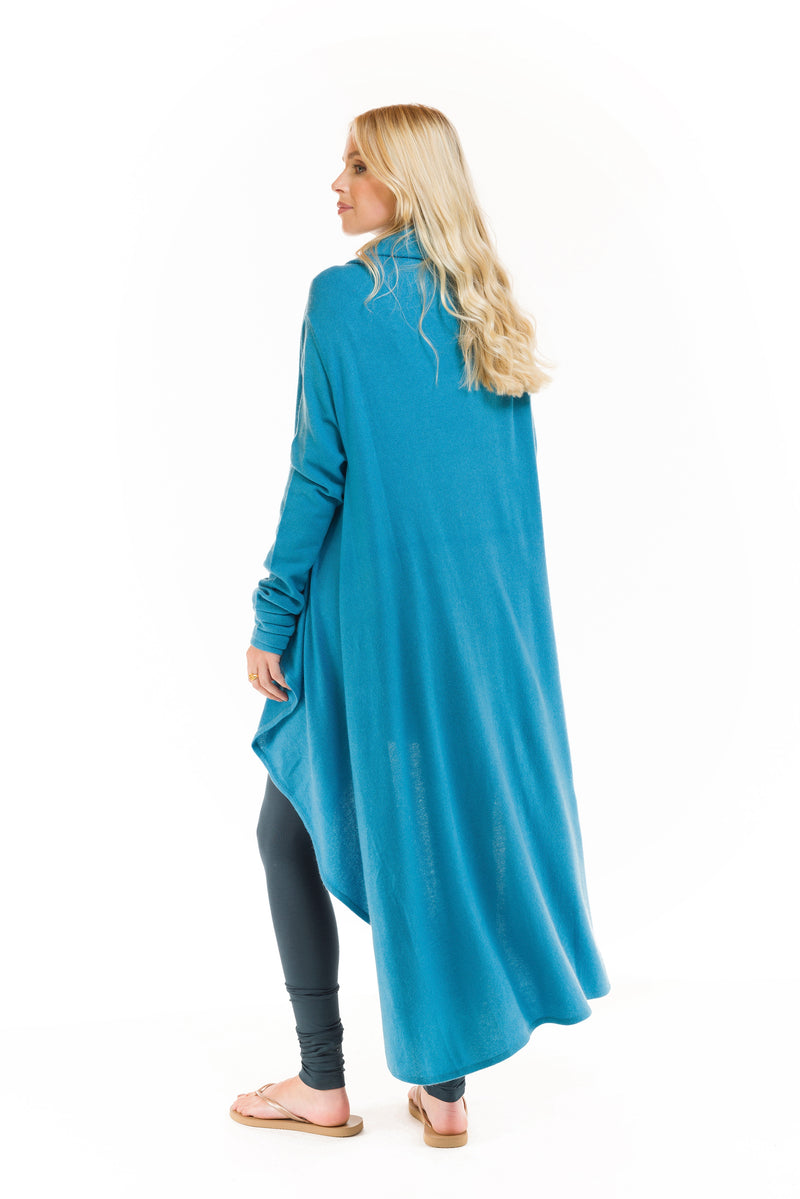 100% CASHMERE WATERFALL JACKET SKY BLUE