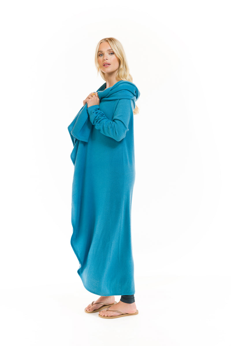 100% CASHMERE WATERFALL JACKET SKY BLUE