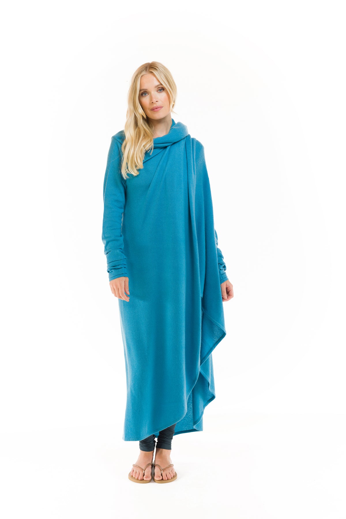 100% CASHMERE WATERFALL JACKET SKY BLUE