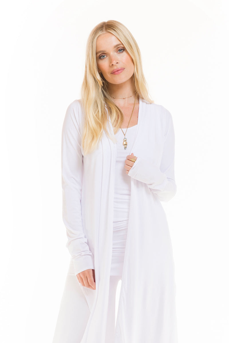 BAMBOO DRAPE SHRUG WHITE