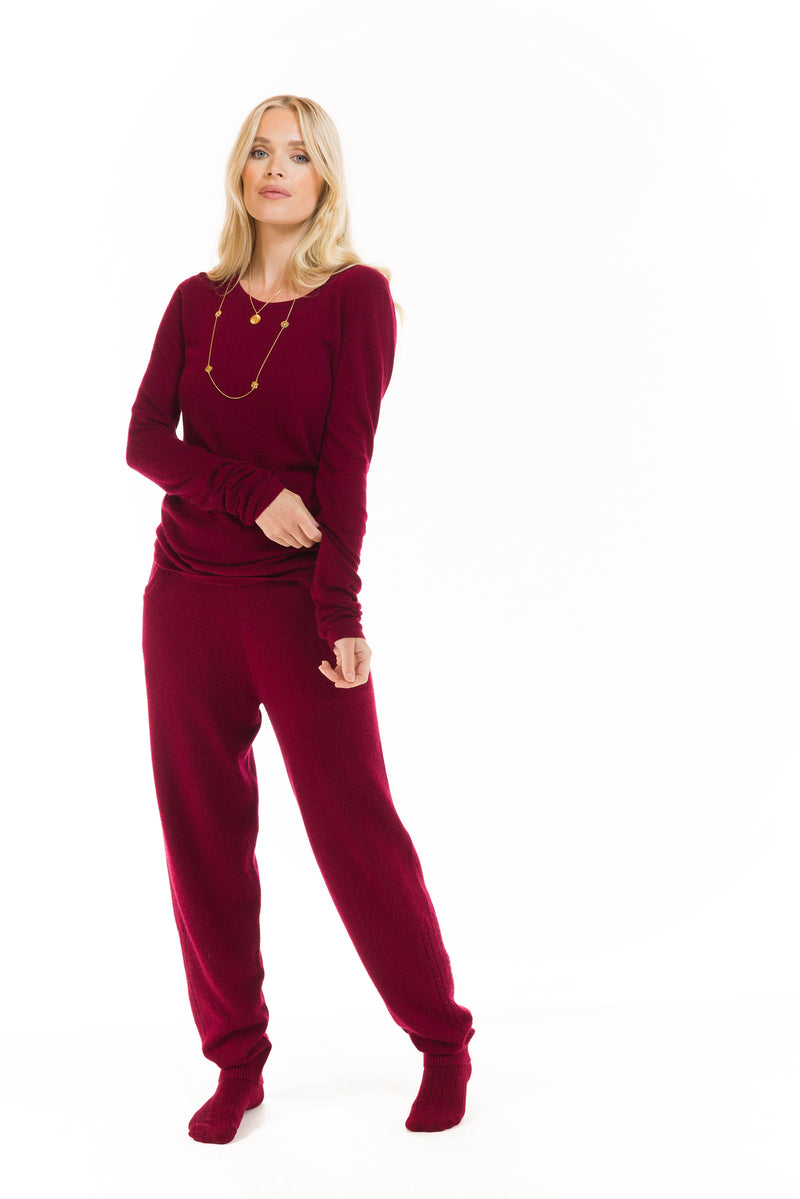 100% ULTRA FINE LONG SLEEVE TOP BURGUNDY