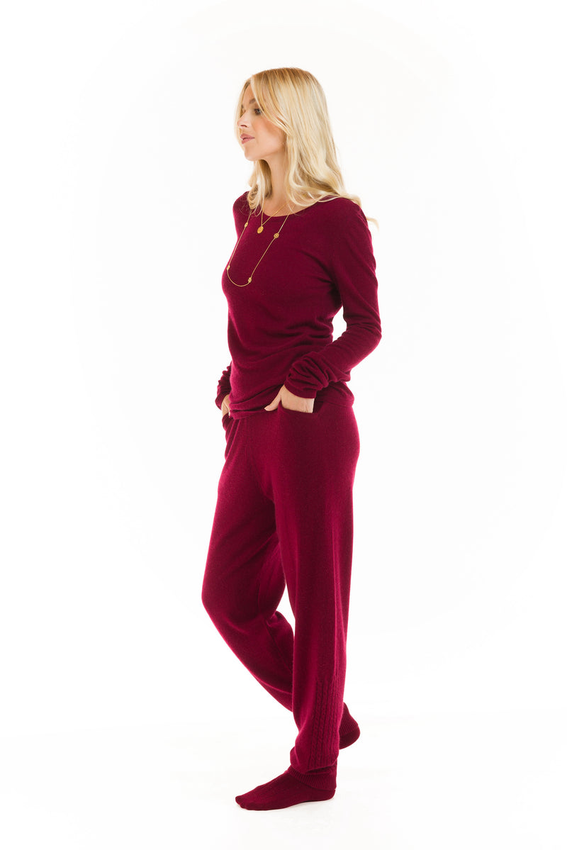 100% ULTRA FINE LONG SLEEVE TOP BURGUNDY