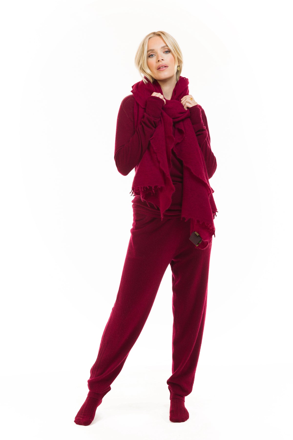 100% ULTRA FINE LONG SLEEVE TOP BURGUNDY