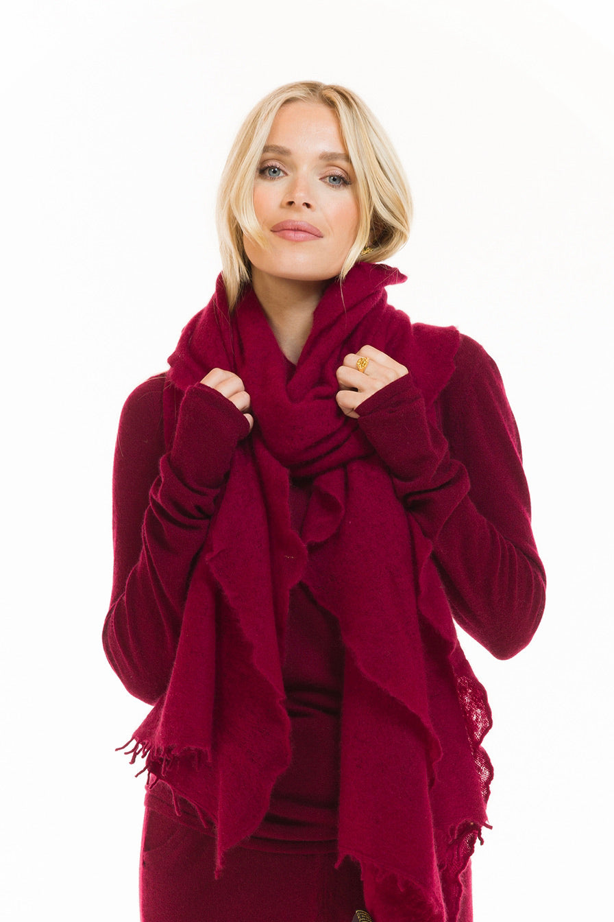 100% CASHMERE FELTED SCARF BURGUNDY