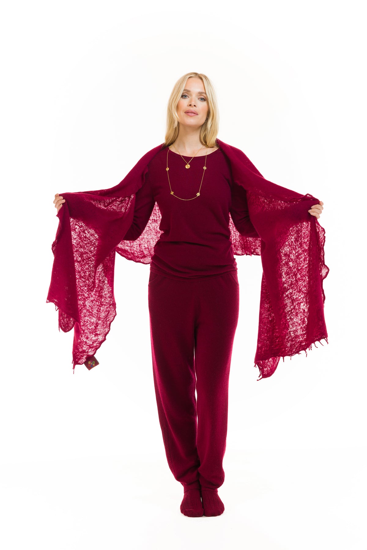 100% CASHMERE FELTED SCARF BURGUNDY