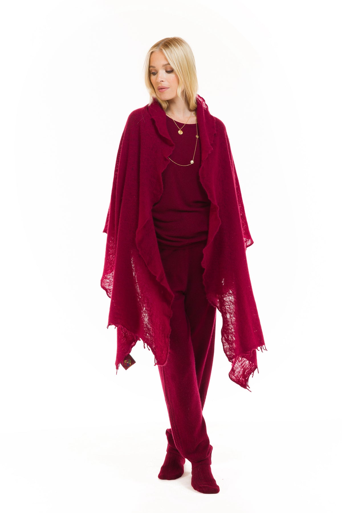 100% ULTRA FINE LONG SLEEVE TOP BURGUNDY