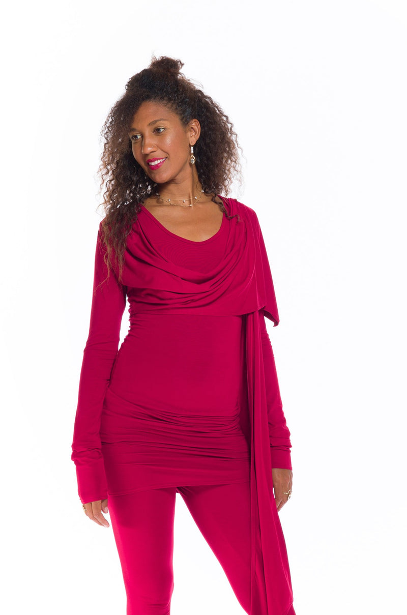 BAMBOO DRAPE SHRUG CLARET