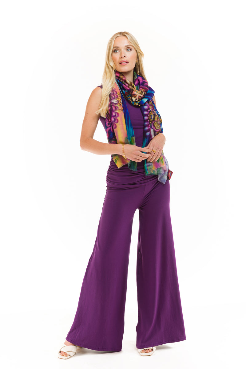 BAMBOO PALAZZO PANTS PURPLE