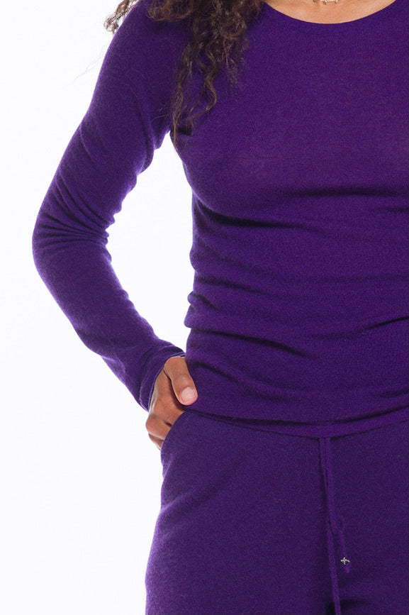 100% ULTRA FINE LONG SLEEVE TOP DEEP PURPLE