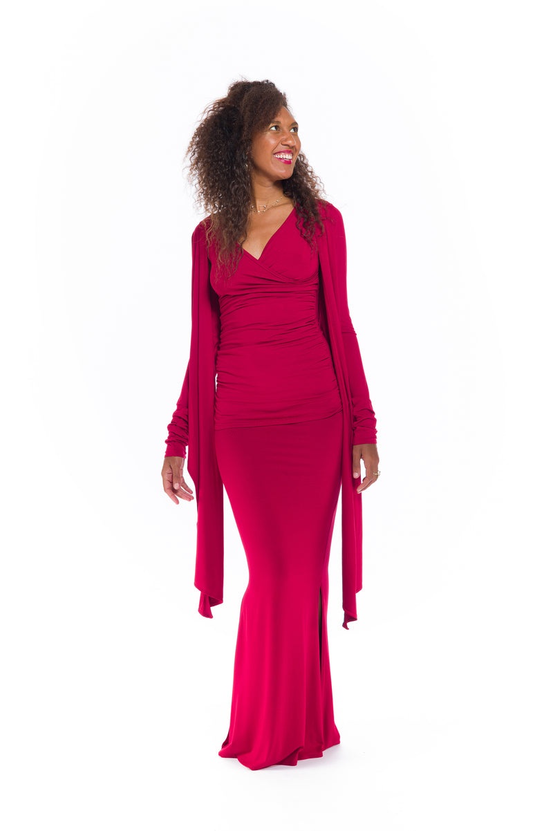 BAMBOO DRAPE SHRUG CLARET