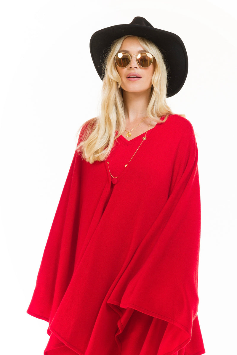 100% CASHMERE V-NECK TOP RED