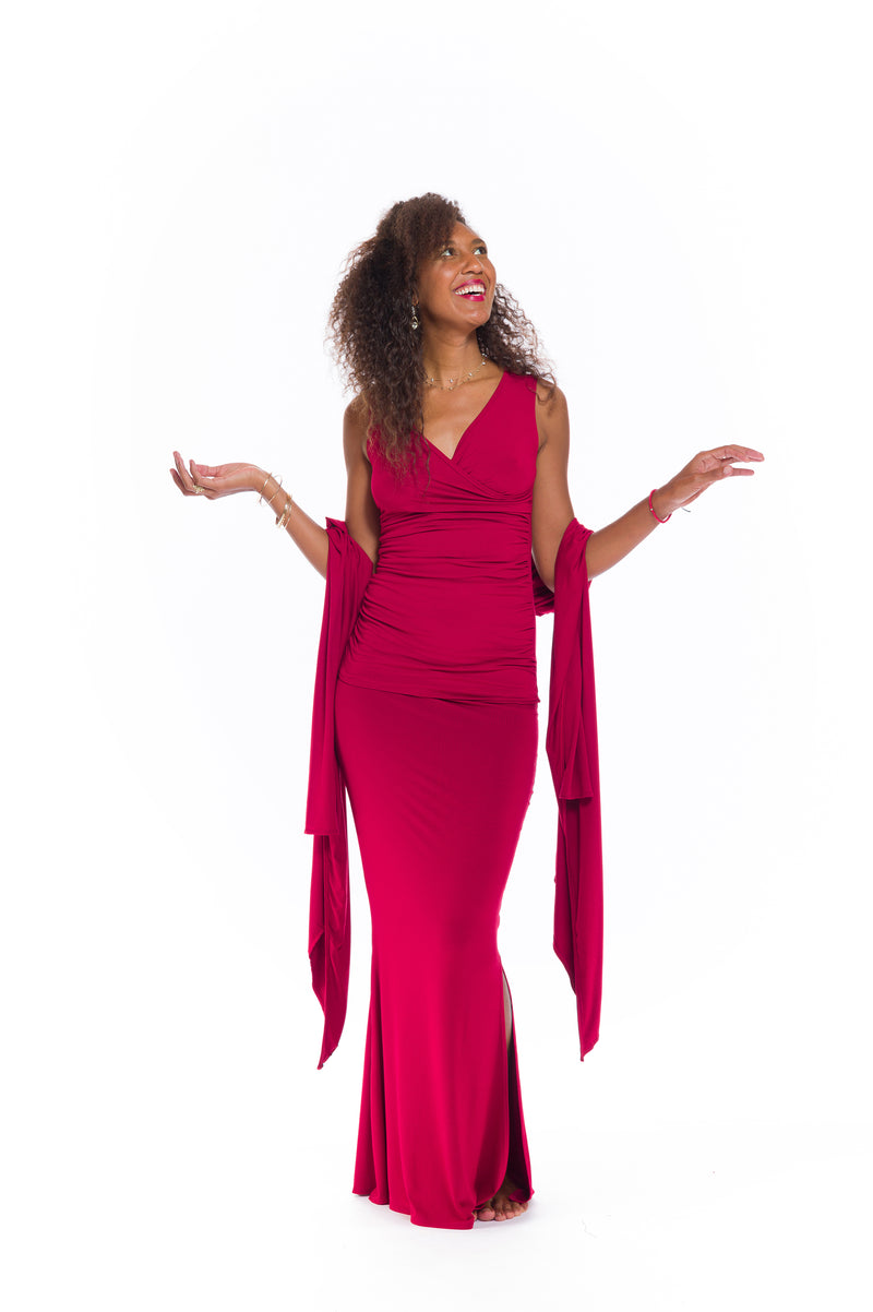 BAMBOO DRAPE SHRUG CLARET