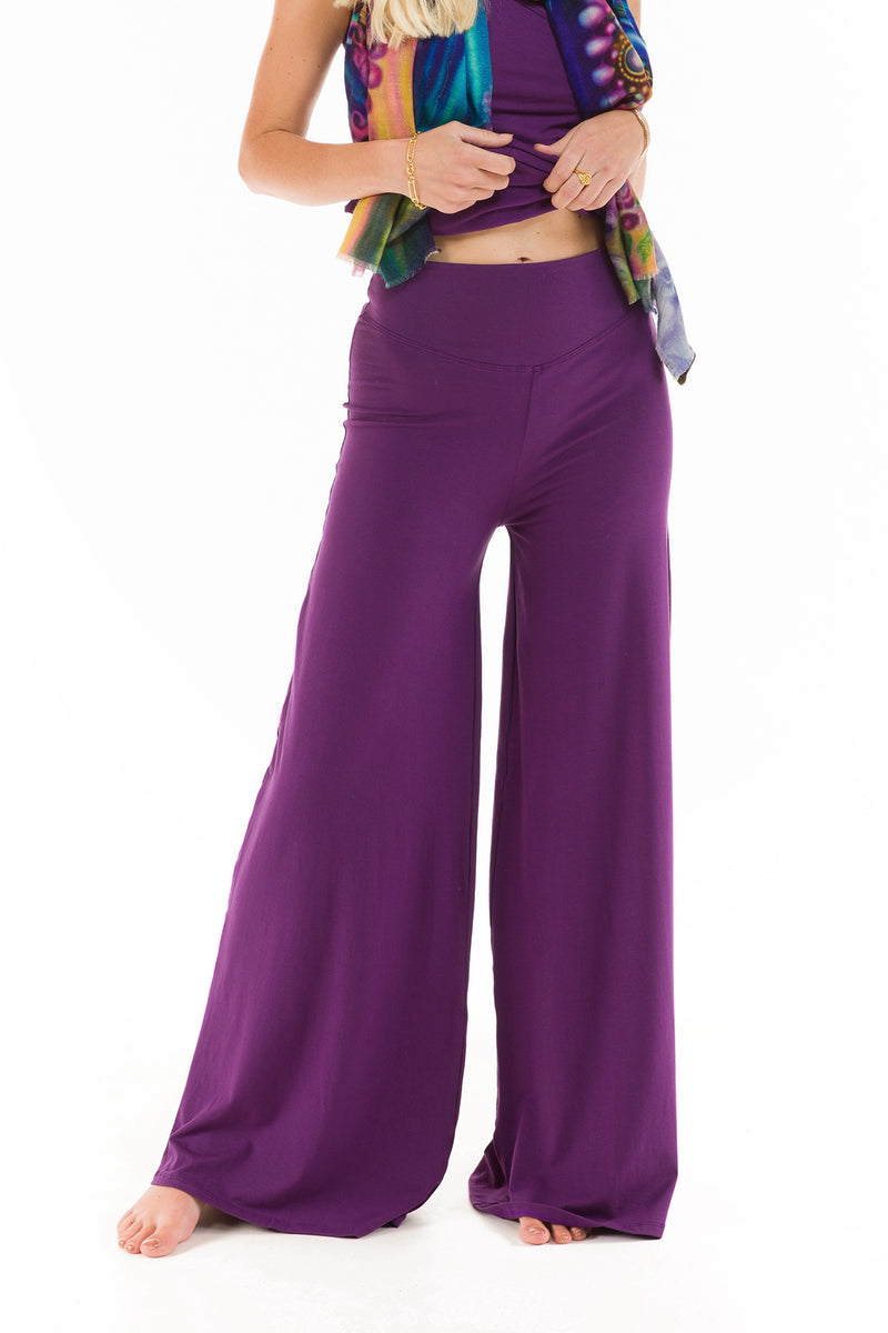 BAMBOO PALAZZO PANTS PURPLE