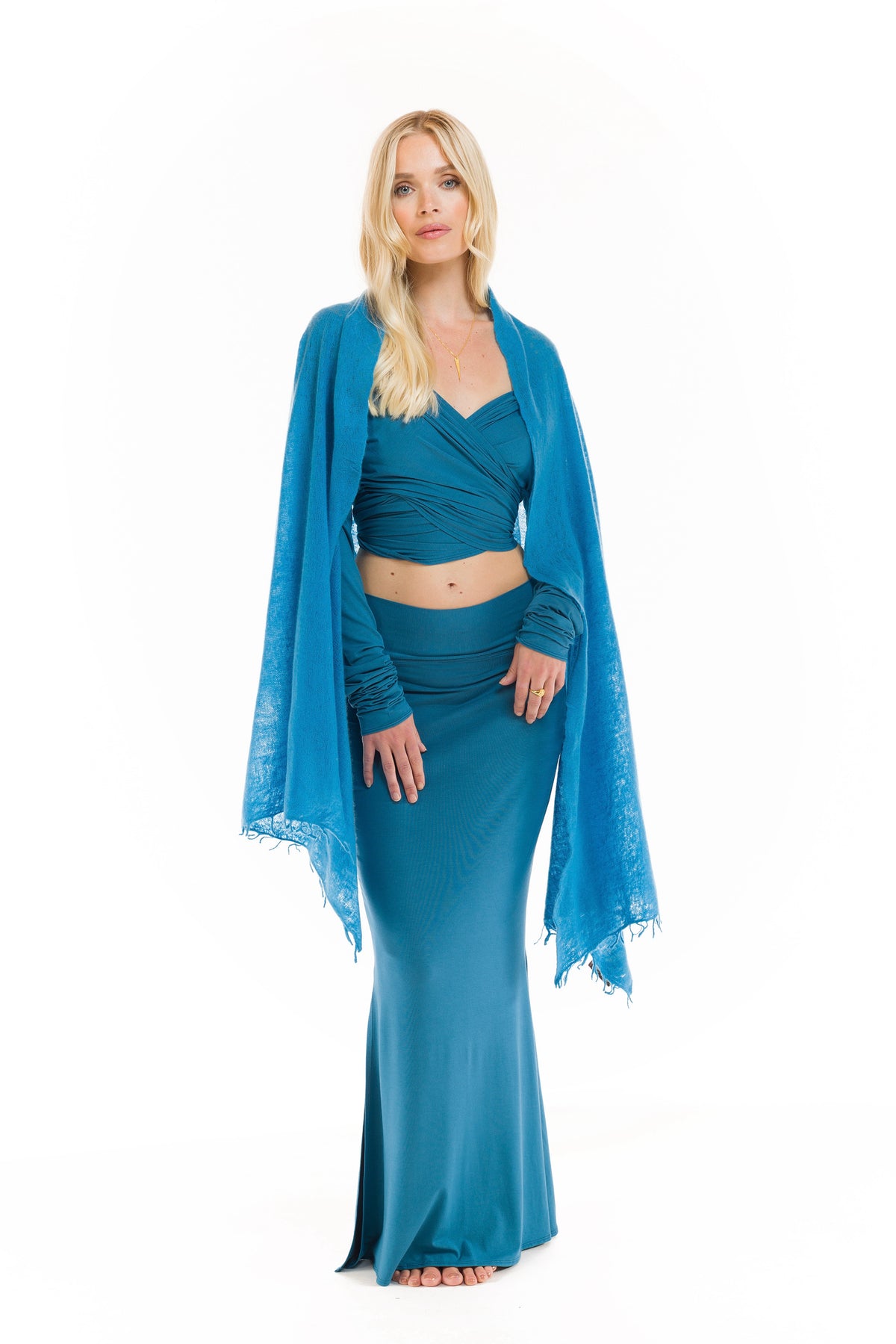 100% CASHMERE FELTED SCARF SKY BLUE