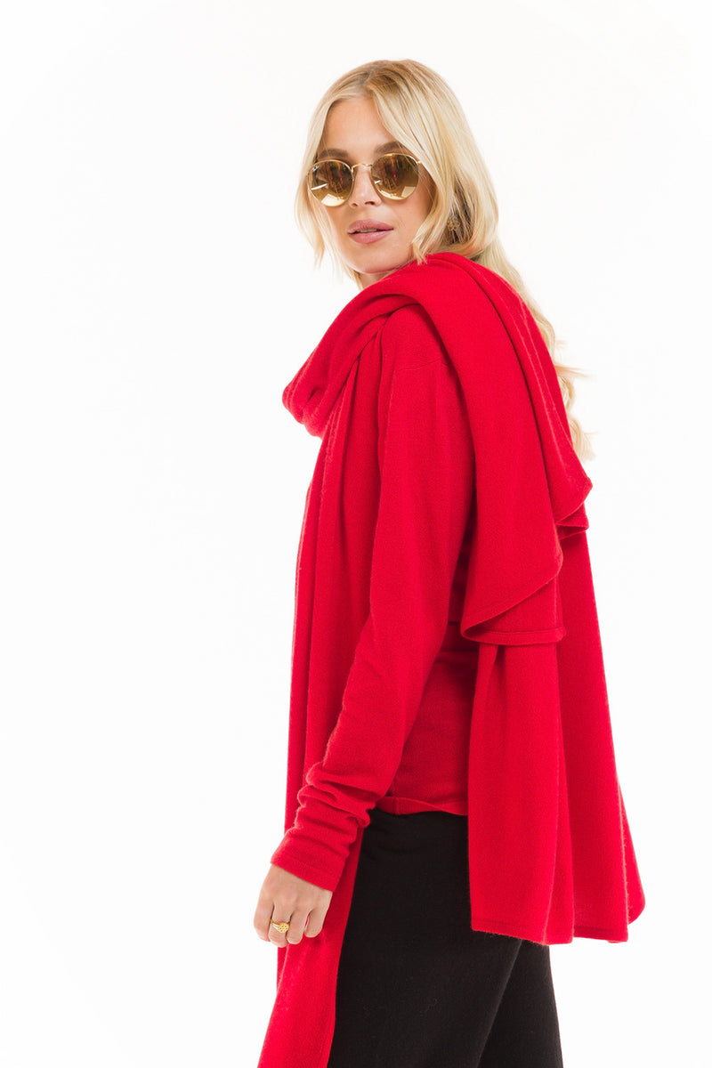100% CASHMERE V-NECK TOP RED