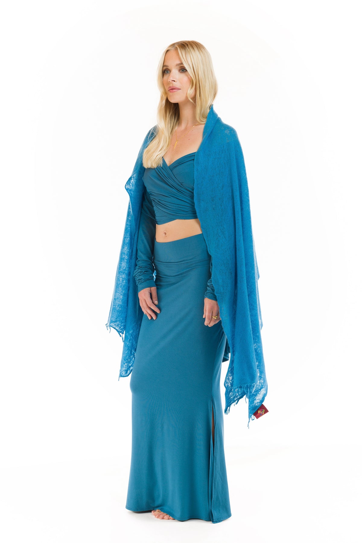 100% CASHMERE FELTED SCARF SKY BLUE