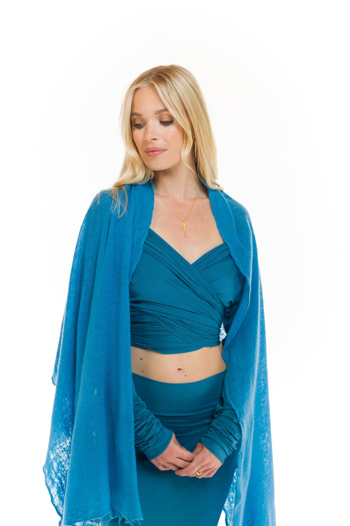 100% CASHMERE FELTED SCARF SKY BLUE