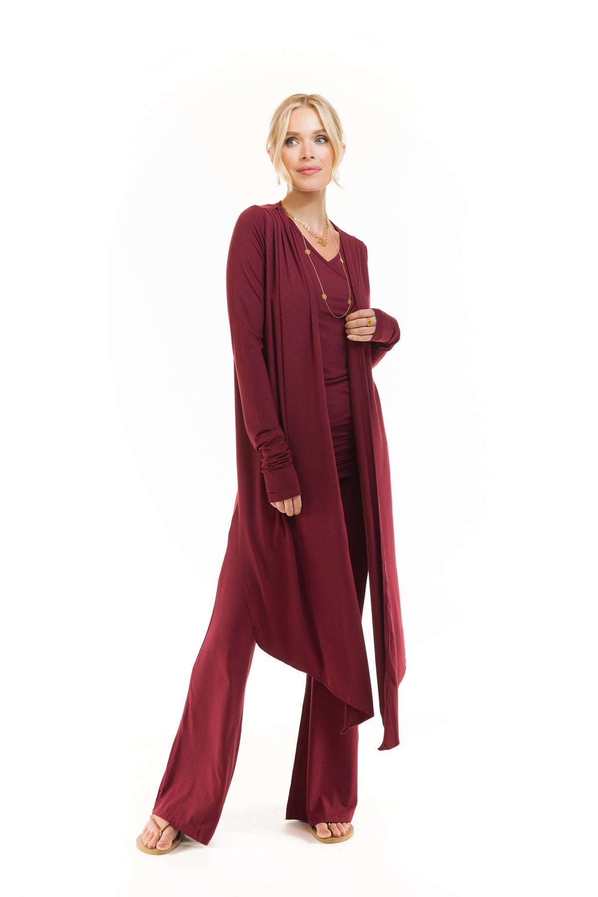 BAMBOO DRAPE SHRUG BURGUNDY