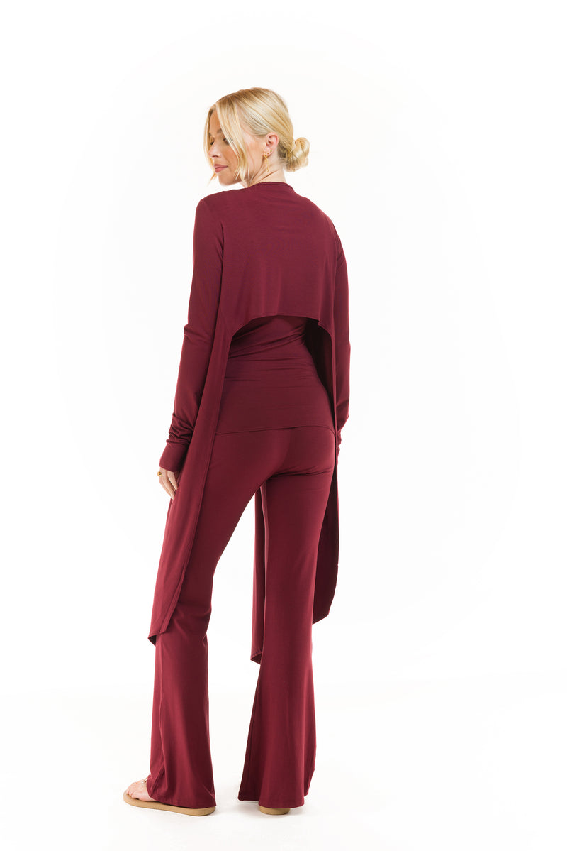 BAMBOO DRAPE SHRUG BURGUNDY