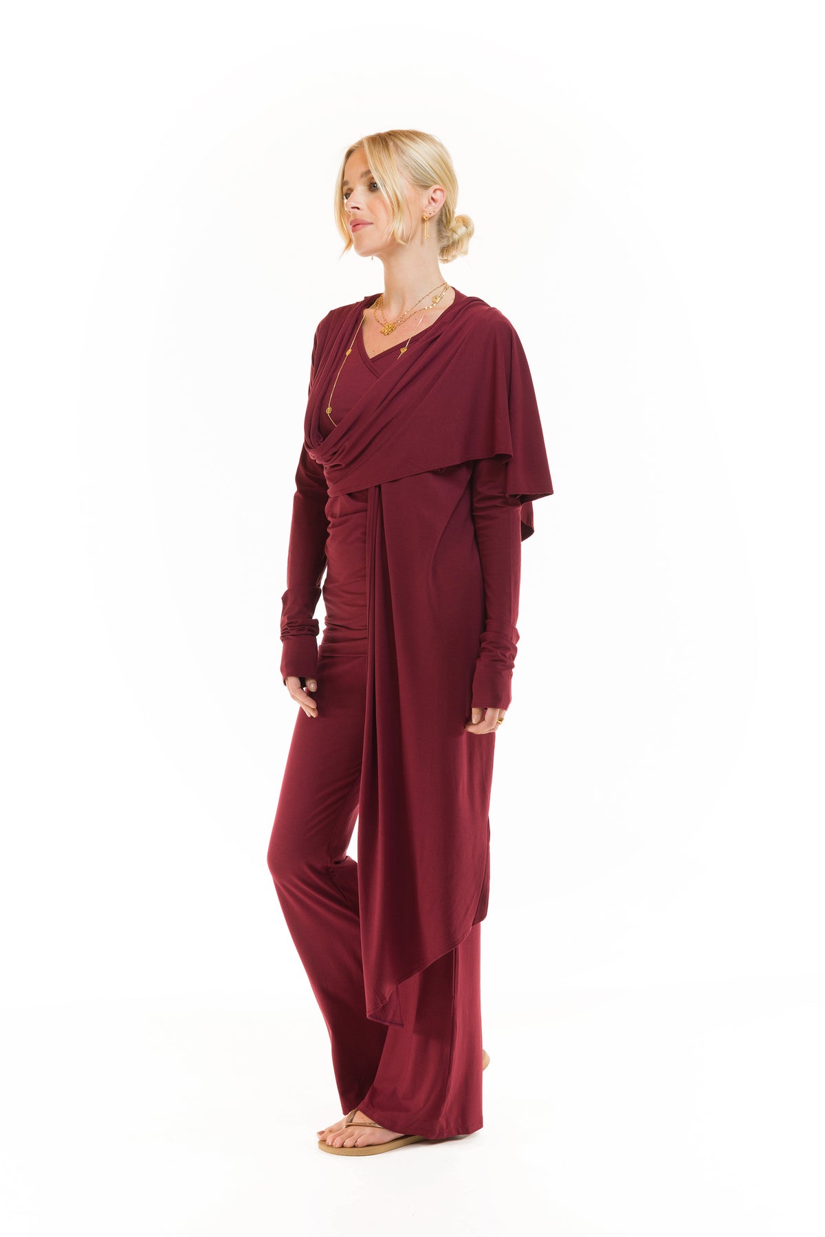 BAMBOO DRAPE SHRUG BURGUNDY