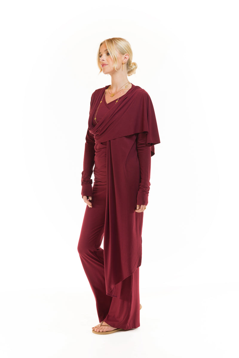 BAMBOO DRAPE SHRUG BURGUNDY