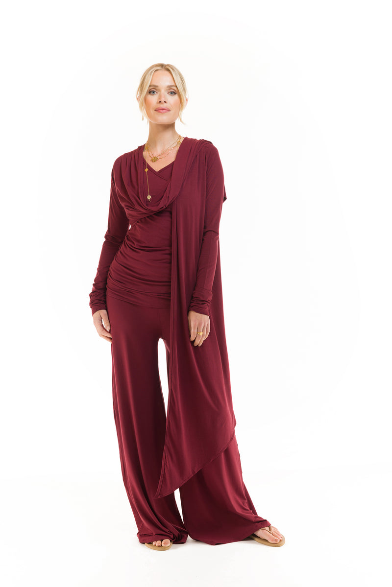 BAMBOO DRAPE SHRUG BURGUNDY