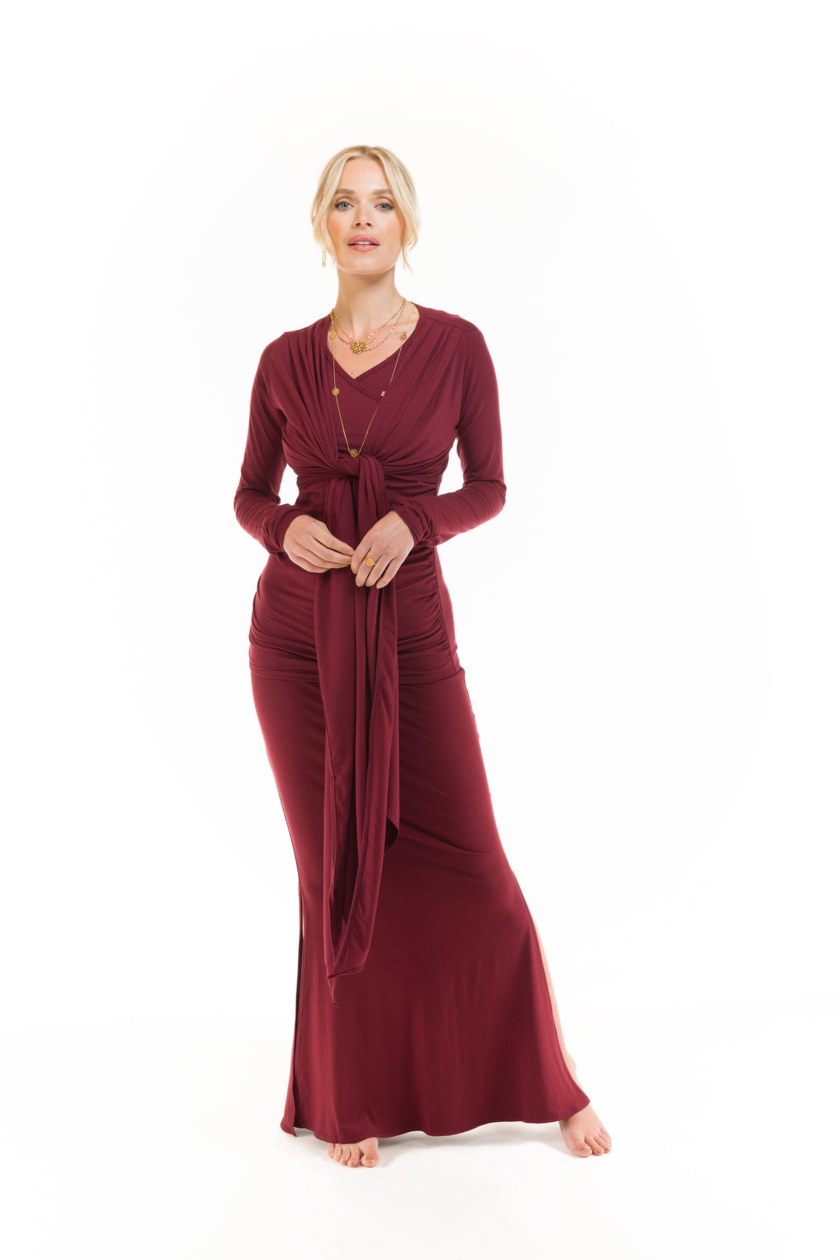 BAMBOO DRAPE SHRUG BURGUNDY