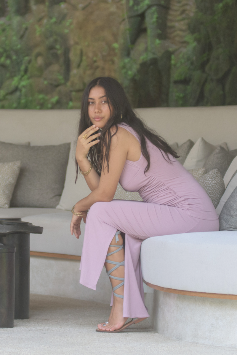 BAMBOO SIDE SLIT SKIRT ROSEWOOD