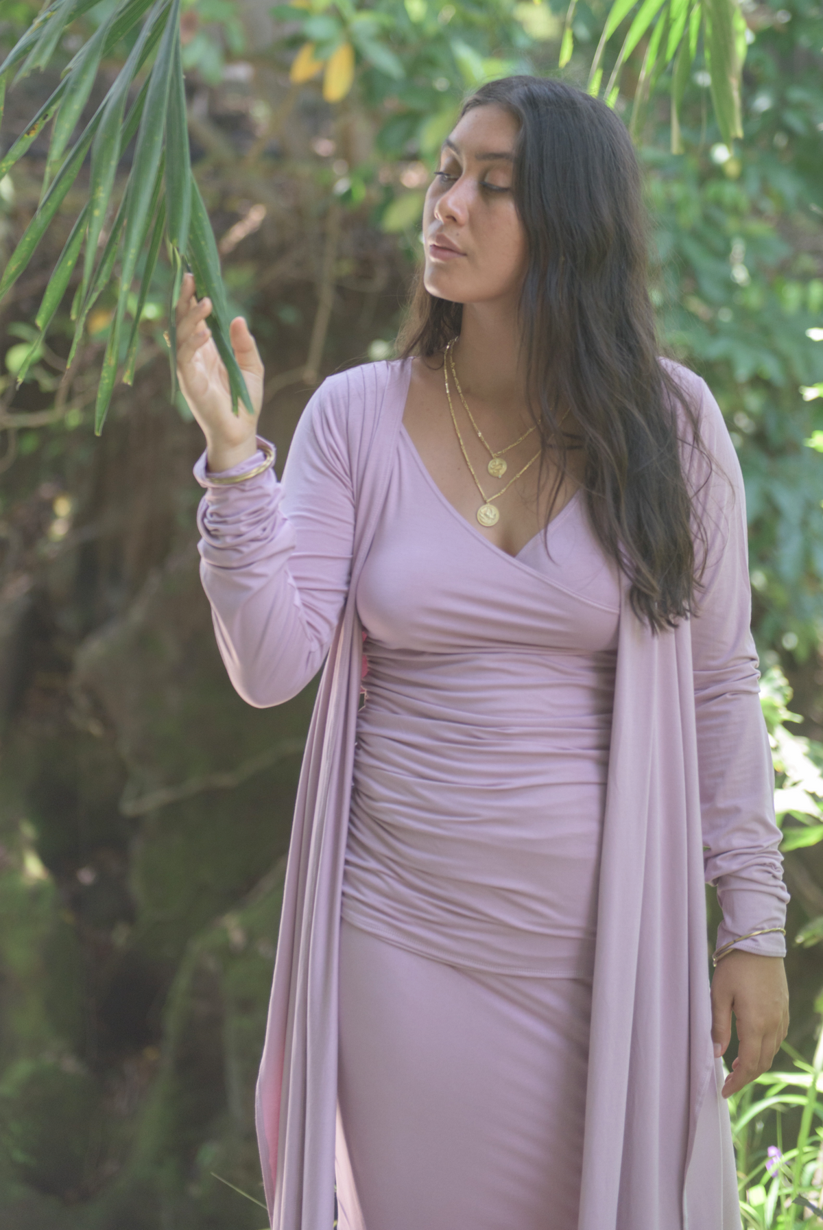 BAMBOO SIDE SLIT SKIRT ROSEWOOD