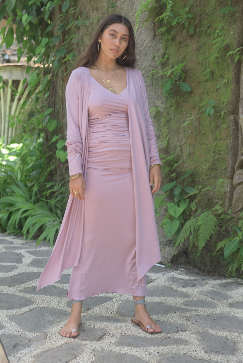 BAMBOO SIDE SLIT SKIRT ROSEWOOD