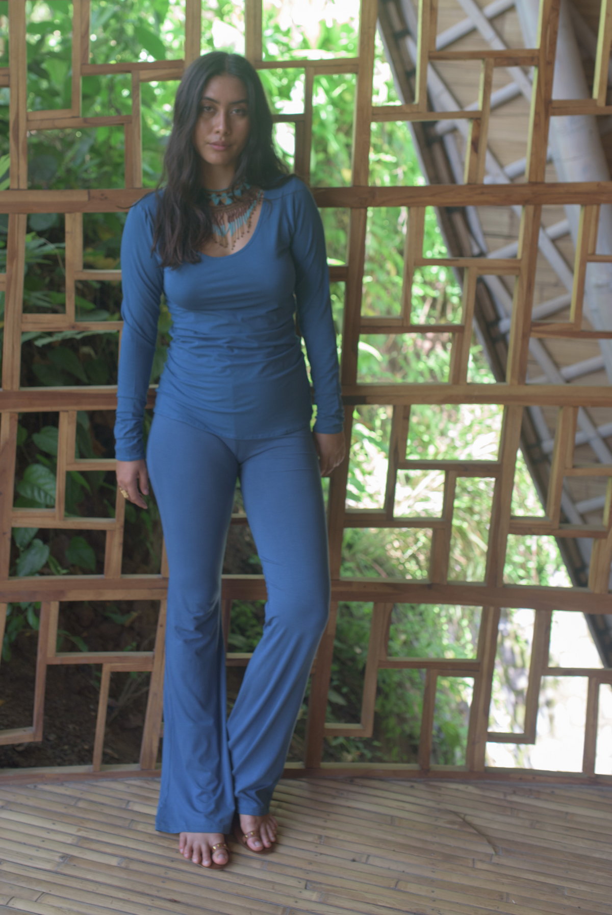 BAMBOO LONG SLEEVE TOP TEAL