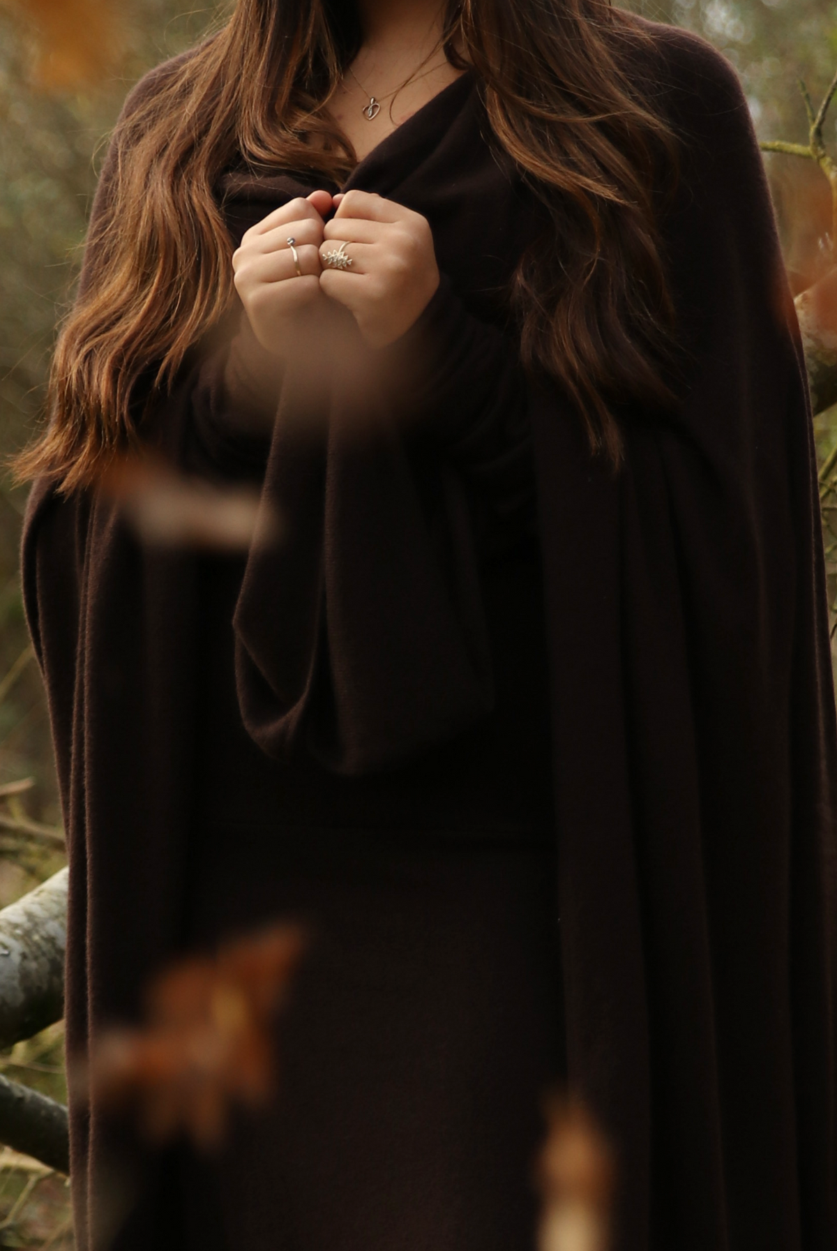 100% CASHMERE WATERFALL JACKET BROWN