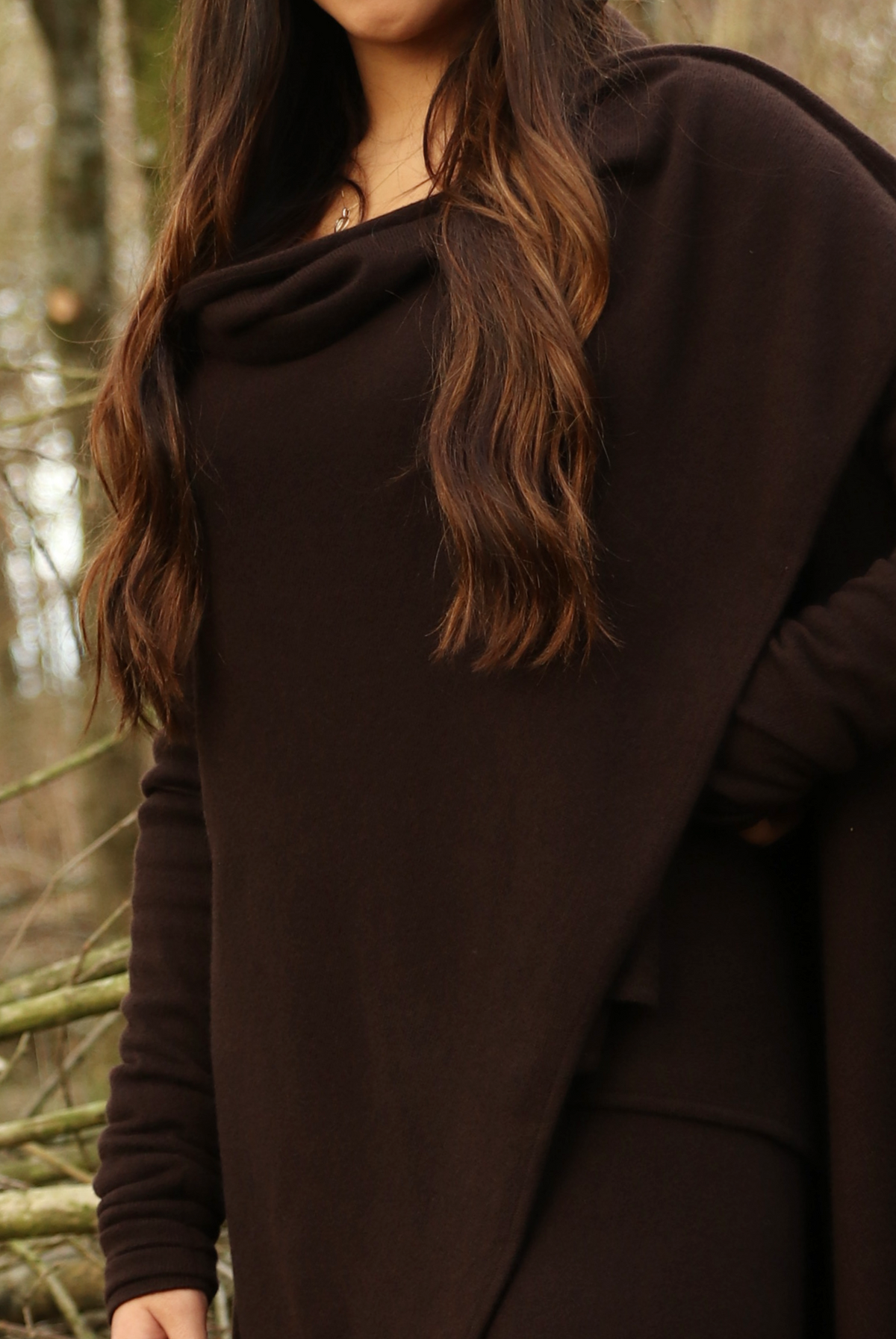 100% CASHMERE WATERFALL JACKET BROWN