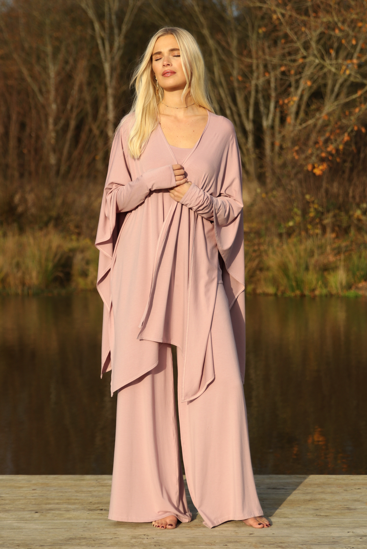 BAMBOO PALAZZO PANTS ROSEWOOD