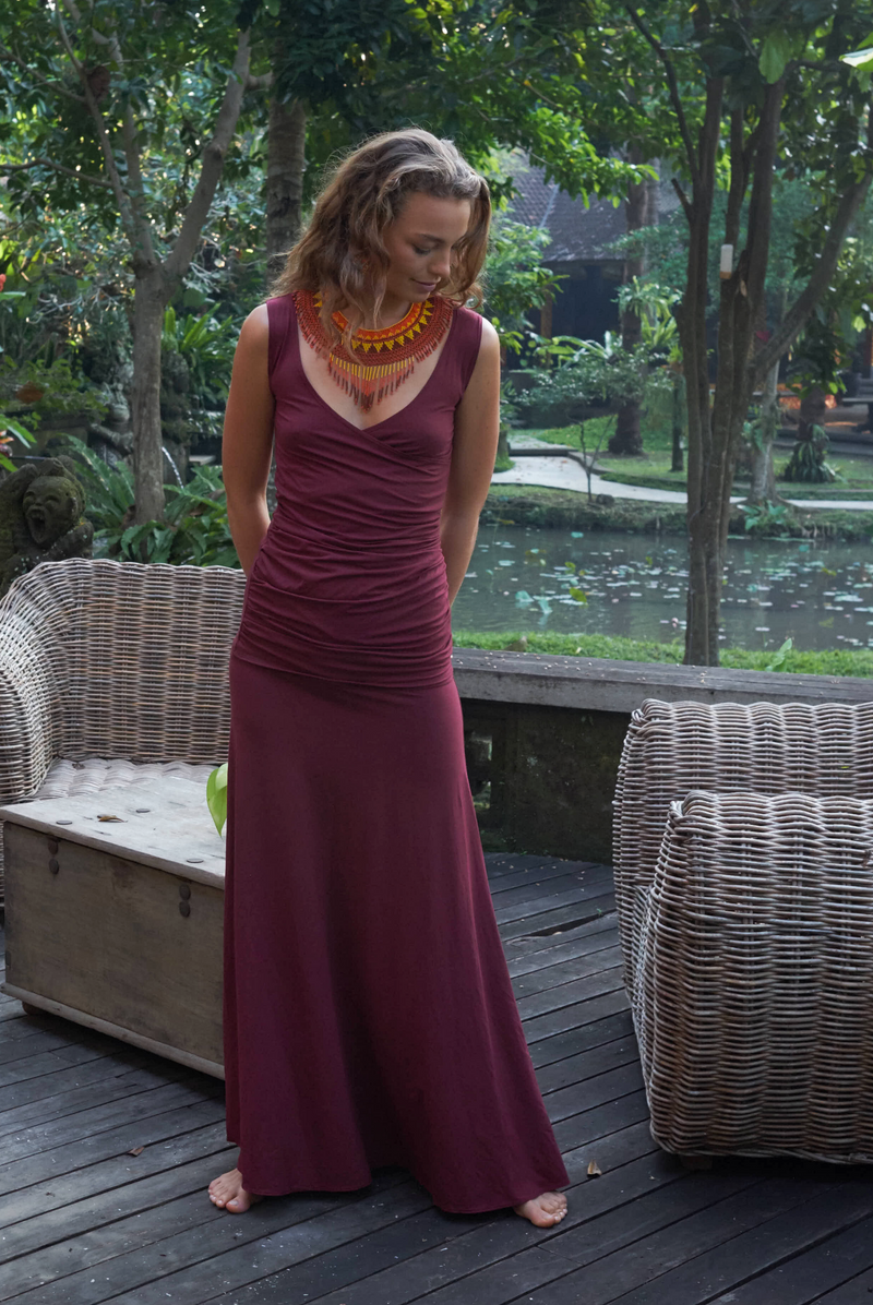 BAMBOO THAI SKIRT BURGUNDY