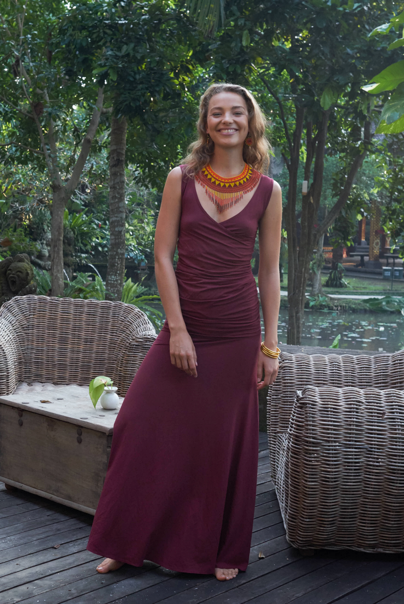 BAMBOO THAI SKIRT BURGUNDY
