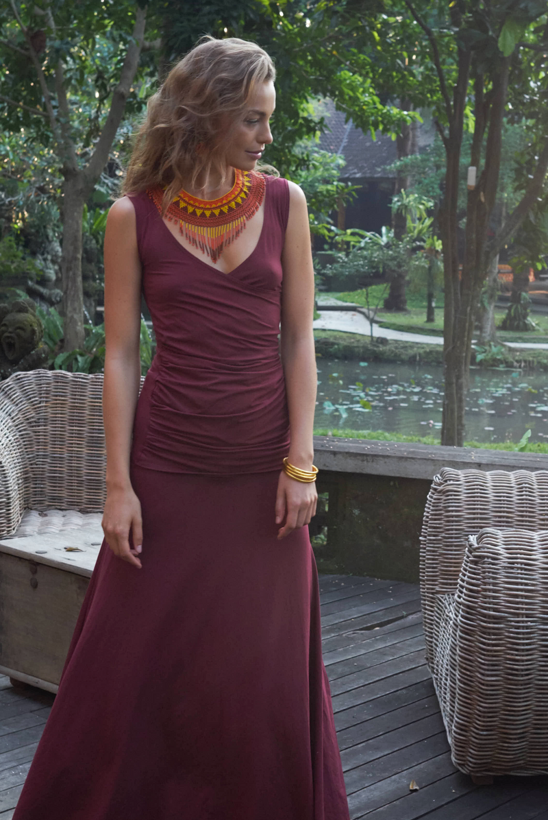 BAMBOO THAI SKIRT BURGUNDY