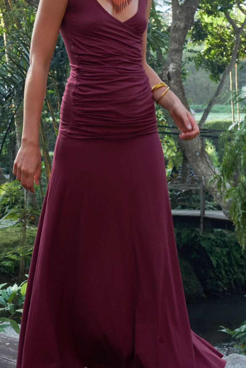 BAMBOO THAI SKIRT BURGUNDY